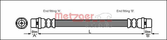 Bremsschlauch Vorne Links Rechts Metzger 4114774 FüR Audi Skoda VW